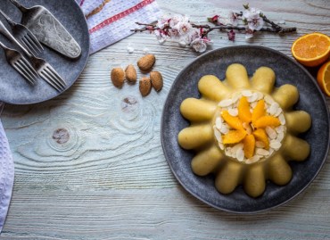 Greek semolina halva with orange, coconut and almond