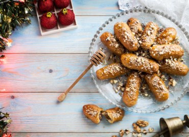 Greek Honey Biscuits filled with nuts, dates and honey